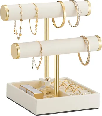 Productafbeelding van 2-Tier armband houder organizer - Polyurethansieraden display stand -Beige