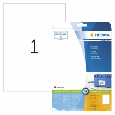 Image de Étiquettes Premium A4, blanches 210x297 mm papier mat 25 pcs.