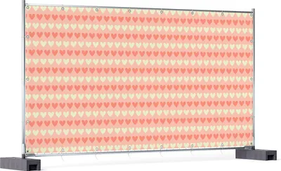 Produktbild von Wallario XXL Outdoor-Poster für Garten oder Balkon, Motiv Muster Herzen in beige und rot, in ca. 340 x 173 cm
