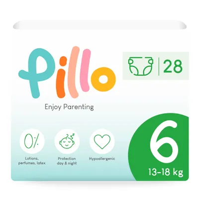 Produktbild von Pillo Windeln 6 - Packung mit 28 Windeln Größe 6 - XL (13-18 kg) - Windel Baby Diapers