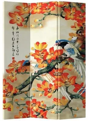 Obrázok produktu pre Jemná ázijská obývacia obrazovka Rozdeľovač izieb Španielska stena Rozdeľovač izieb Rozdeľovač súkromia Japonská orientálna čínska obrazovka L120xH180cm Tlačené plátno Obojstranná ázijská