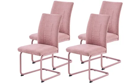 Produktbild von Hela Tische, 4er SET Esszimmerstuhl Augusta, Webstoff Chenille Apricot, XL Sitzbreite, NOSAG Feder Polsterung, Gestell in STOFFFARBE, 140kg belastbar