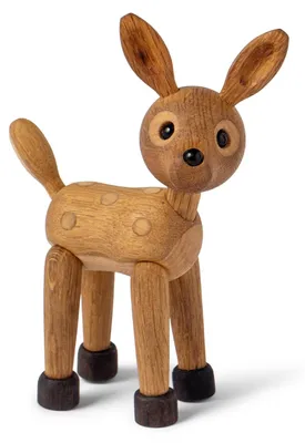 Holz-Rehfigur Spot, handgefertigt, 10x5x13 cm, Eichen-/Ahornholz