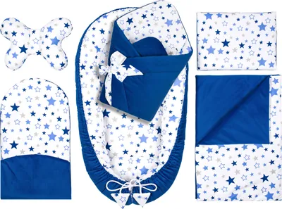 Produktbild von Pepi Babynest Kokon 6 teiliges Babynestchen Set für Babys Neugeborene Kuschelnest-Set mit Babyhörnchen Krabbeldecke Velvet 95×55 cm Milky Way