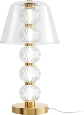 Produktbild von LED Nachttischlampe Glas Metall 3000 K warmweißes Licht 500 lm Ø 25 cm 45,2 cm hoch in Gold rund Modern