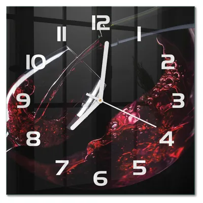 Produktbild von Glas Wanduhr 30x30 cm - Wanduhr - lautlose Wanduhr - ohne Ticken - geräuschloses Uhrwerk - schleichende Zeiger - moderne Uhr - Design Uhr - Wohnzimmer Uhr - Rotwein