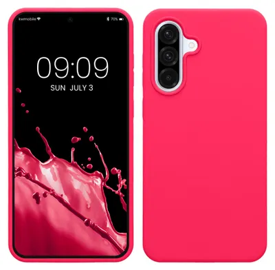 Produktbild von kwmobile Handyhülle für Samsung Galaxy A36 5G Hülle - Case Silikon - Kabelloses Laden - Schutzhülle Cover in Neon Pink