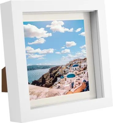 Produktbild von Weiß 6 "x 6" 3D Box Fotorahmen mit Elfenbein 4 "x 4" montieren - stehend hängende handwerk schattenbild display - von nicola frühling