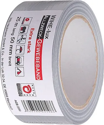Produktbild von W. HECKMANN Allzweckgewebeband 50mm x 25m silbergrau, selbstklebendes und wasserdichtes Gewebeband, Wihe