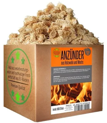 Produktbild von 800 Stück Öko-Grillanzünder, in natürlichem Wachs getränkte Kaminanzünder - Grill Anzünder Holzwolle - Anzündwolle, Ofenanzünder, Feueranzünder, Grillanzünder Kamin, Anzündwürfel, Holzanzünder