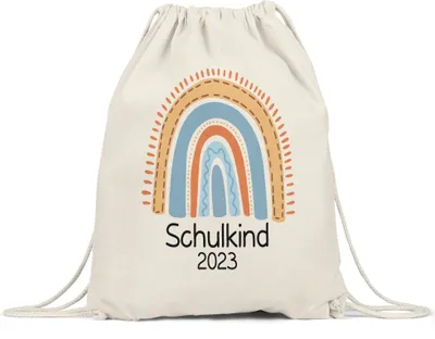 Produktbild von Schulkind 2023 Turnbeutel Gymsack Einschulungsgeschenk Grundschule 1. Klasse Schulstart Wasserfarben Regenbogen