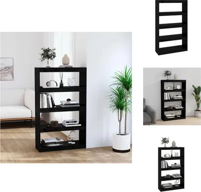 Zdjęcie produktu dla vidaXL Półka na książki czarna 80x30x135,5 cm z litego drewna sosnowego - Regały i półki na książki
