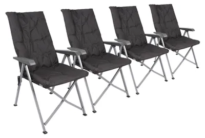 Produktbild von Harbour Housewares Campingstühle mit hoher Rückenlehne, gepolstert und verstellbar – Schwarz – 4er-Pack