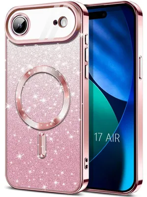 Image de Coque pour iPhone Air, Protection Paillette Cercle Magnétique Antichoc Film Caméra - Rose