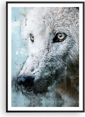 Produktbild von Gerahmtes Poster - Schwarzer Rahmen - Weiß Der Wolf Bild - 70x100 cm - Wand Bild - Wanddeko - Wandbilder - Kunstposter - Wandposter - Bilderrahmen - Bilder - Kunstdruck - P2BPA70x100-4623