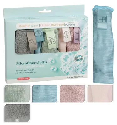Produktbild von Mikrofasertücher 5er Set 30x30 cm, Universaltücher für Küche, Bad, Möbel und Glas