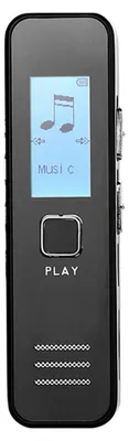 A digital voice recorder is shown against a white background.