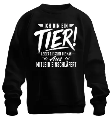 Zdjęcie produktu dla Bluza z nadrukiem "Jestem zwierzęciem", sarkastyczna, humorystyczna, czarna, rozmiar XXL