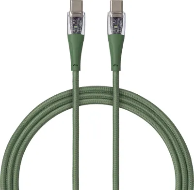 Immagine prodotto di QUALO Cavo in nylon trasparente USB-C - USB-C 1,5 m 3A verde QTCN-CC-04
