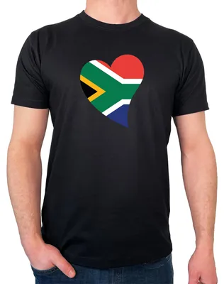 Produktbild von Huuraa Herren T-Shirt Südafrika Flagge Herz XL Black Bio Baumwolle Fairtrade Herrenshirt Geschenkidee