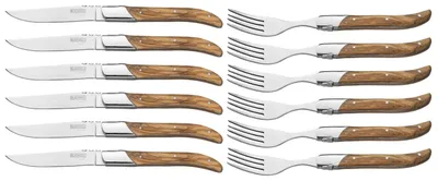 Produktbild von Blackwell Steakbesteck Laguiole - Steakmesser & Steakgabeln - Olivenholz - 12 Stück
