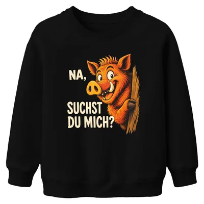Zdjęcie produktu dla Bluza dla dzieci, czarna, z nadrukiem "Wildschwein Statement" (co można przetłumaczyć jako "Oświadczenie dzika"), sarkastyczna, rozmiar 116