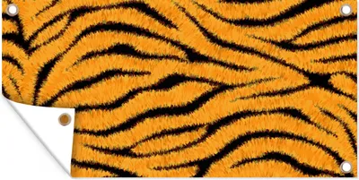 Produktbild von MuchoWow® 160x80 cm Outdoor-Poster Gartendeko Sichtschutz Garten Poster für den Garten  Tigerdruck - Orange - Schwarz