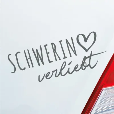 Produktbild von Auto Aufkleber Schwerin verliebt Herz Stadt Heimat Liebe Car 19x7 cm Grau Sticker Heckscheibenaufkleber