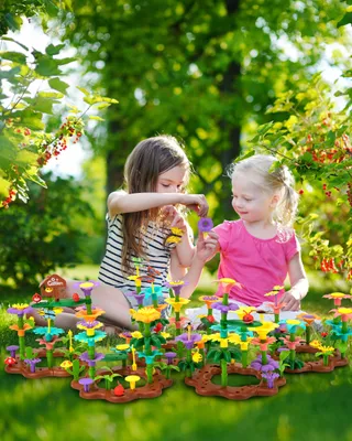 Productafbeelding van Bauspeelgoed bloementuin, 322 onderdelen, geschikt voor kinderen van 3-6 jaar, voor creatief spelen