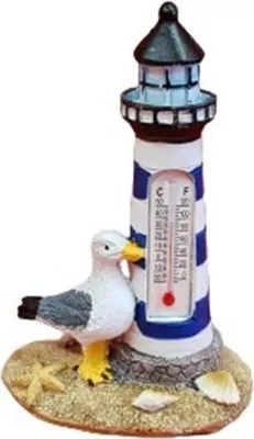 Produktbild von Leuchtturm Thermometer mit Möwe blau/weiß