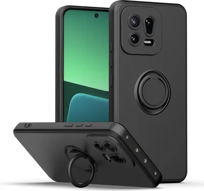 Immagine prodotto di Custodia Xiaomi 13, con supporto ad anello e supporto, resistente ai graffi, custodia in silicone morbido per Xiaomi 13 nero