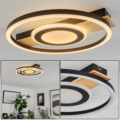 Produktbild von Colognola »Colognola« Deckenlampe aus Metall/Holz/Kunststoff, Schwarz/Natur/Weiß