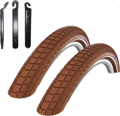 Produktbild von 2 x Schwalbe Big Ben Fahrradreifen Fahrradmantel mit Reflex in Braun 55-559 (26 x 2.15) inkl. 3 Reifenheber