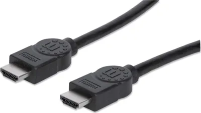 Produktbild von Manhattan High Speed HDMI-Kabel mit Ethernet-Kanal - HEC - ARC - HDMI-Stecker auf HDMI-Stecker - geschirmt - schwarz - 10 m - 10 m - HDMI Typ A (Standard) - HDMI Typ A (Standard) - 3D - 10,2 Gbit/s - Schwarz