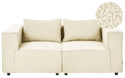 Produktbild von BELIANI 2-Sitzer Sofa Cremeweiß Bouclé Gepolstert mit Losen Rückenkissen Breite Armlehnen Modular Modernes Design Wohnzimmer Modulsofa Polstersofa