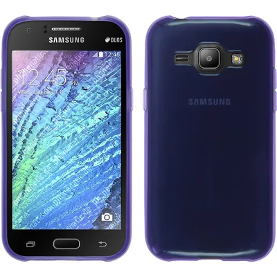 Produktbild von PhoneNatic Case kompatibel mit Samsung Galaxy J1 (2015 - J100) - lila Silikon Hülle transparent + 2 Schutzfolien