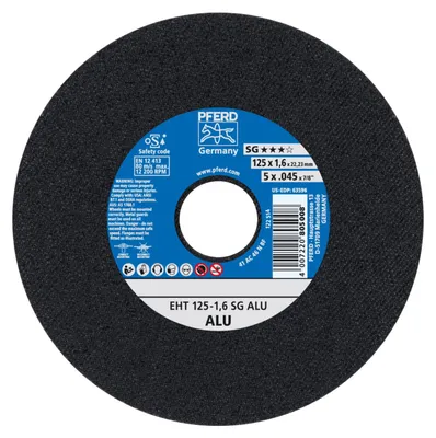 Produktbild von PFERD 61341225, Schneidedisk, Aluminium, Nicht-eisenhaltiges Metall, 12,5 cm, Jede Marke, Flache Mitte, 2,22 cm