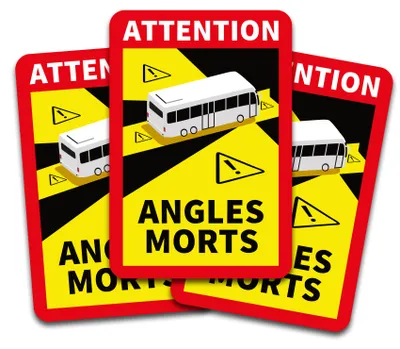 Produktbild von Angles Morts Aufkleber 25x17 cm – Frankreich Toter Winkel Sticker für LKW, Bus & Wohnmobil R144 Bus 3 Stück