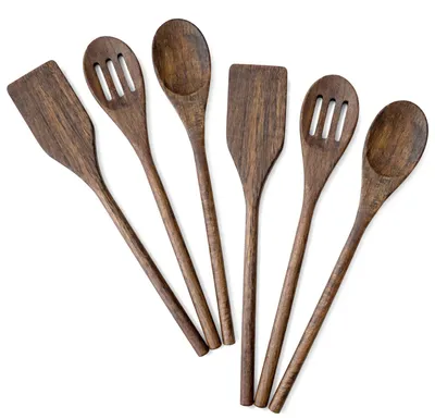 Produktbild von com-four® 6-teiliges Kochlöffel Set aus Akazienholz – Küchenhelfer Set