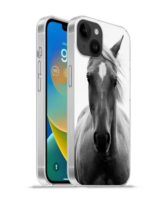 Produktbild von MuchoWow® Handyhülle Schutzhülle Hülle für Apple iPhone 14 Plus - Soft case Pferd - Schwarz - Weiß - Porträt Silikon Softcase Handy Hülle - Abbildung