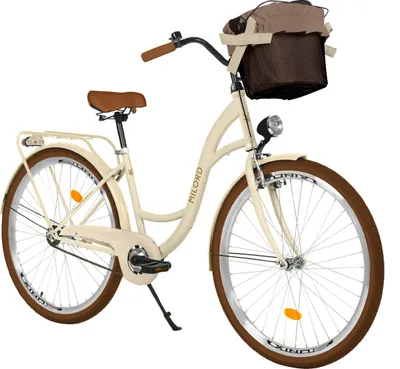 Produktbild von Milord Komfort Fahrrad Mit Korb Damenfahrrad, 28 Zoll, Beige-Braun, 1 Gang