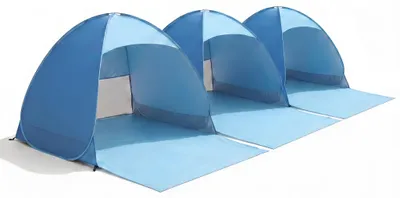 Produktbild von Strandmuschel Pop Up 2-3 Personen, Wurfzelt in 2 Sekunden aufgebaut, UPF 50+ UV-Schutz Sonnenschutz Strandzelt mit Netzfenster & Tragetasche, KI-generiertes Bild