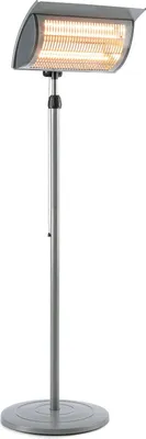 Produktbild von blumfeldt Heat Guard Focus Standheizstrahler - Stand Heizstrahler mit 1000 / 2000 W Leistung, höhenverstellbarer Infrarotstrahler mit Easy Control, Halogen, Außengebrauch, Aluminiumgehäuse, Hellgrau