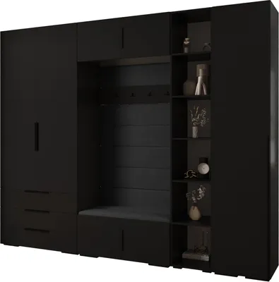 Produktbild von MEBLE KRYSPOL Inova 1 Möbelset Garderobe, 236,7x290x47cm - Schwarz, Manila 18, Schwarz