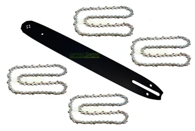 Produktbild von 40cm 1,3mm 3/8" 57 TG Schwert + 4X Kette für ALDI TOP CRAFT IKRA KSI Kettensäge