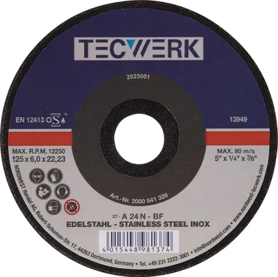 Image de Schruppscheibe INOX D125xS6mm gekr.INOX Bohr.22,23mm TECWERK