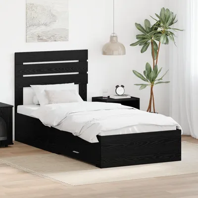 Obrázek produktu pro vidaXL Rám postele černý dubový vzhled 90 x 200 cm materiál na bázi dřeva