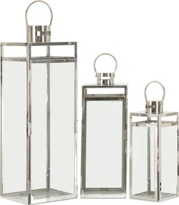 Produktbild von FURNLUX Deko-laterne Silber 22cm (3tlg.) / Hauptfarbe: Silber / Abmessungen: 22 x 71 x 23 cm