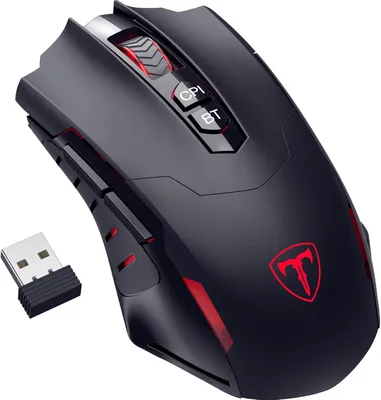 Produktbild von Risophy Wireless Gaming Maus, 7 programmierbare Tasten, 2,4 GHz / Bluetooth Gamer Maus 5 einstellbare DPI (800-8000) RGB-Beleuchtung, ergonomisch