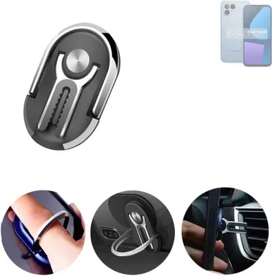 Produktbild von K-S-Trade 3in1 Smartphone-Ring Handy-Ring kompatibel mit Fairphone  Fairphone 5 Fingerhalterung  Handyring Tischständer Lüftungsgitter-Halterung